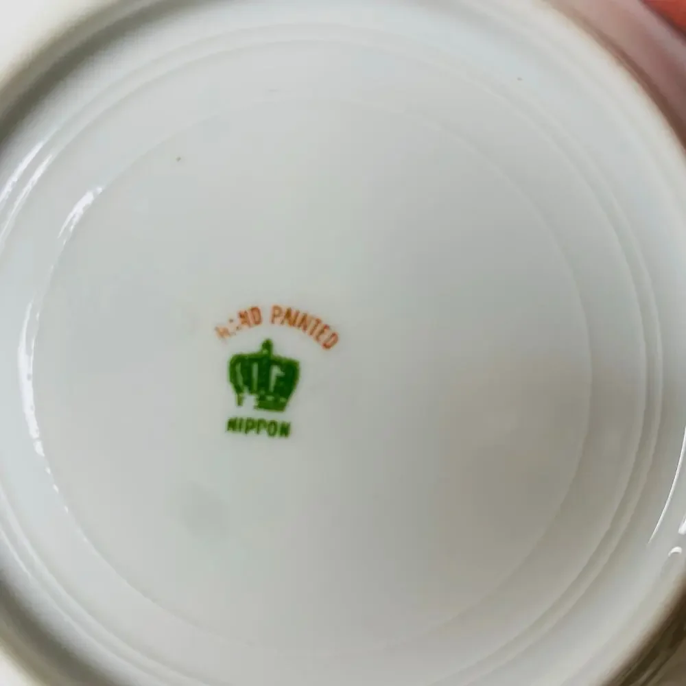 Nippon Hand Painted Rose Plate Pink Roses Green Leaves 5 3/8